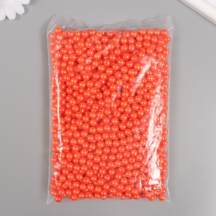 Набор бусин "Жемчуг" d 8 мм, 250 гр, морковный