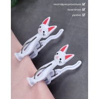 Прищепки бельевые «Коты», 7 см, 4 шт, цвет белый Прищепки бельевые «Коты», 7 см, 4 шт, цвет белый