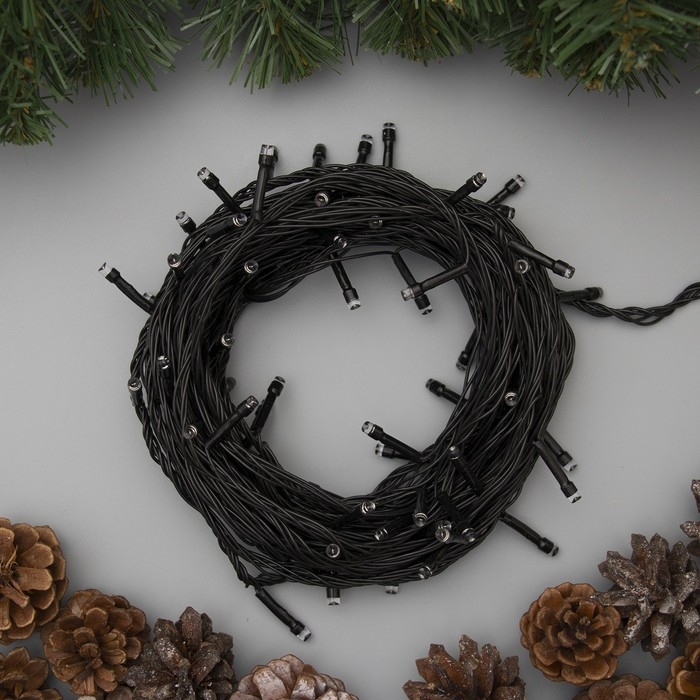 Гирлянда &laquo;Нить&raquo; 20 м, IP20, тёмная нить, 200 LED, свечение белое, 8 режимов, 220 В, УЦЕНКА