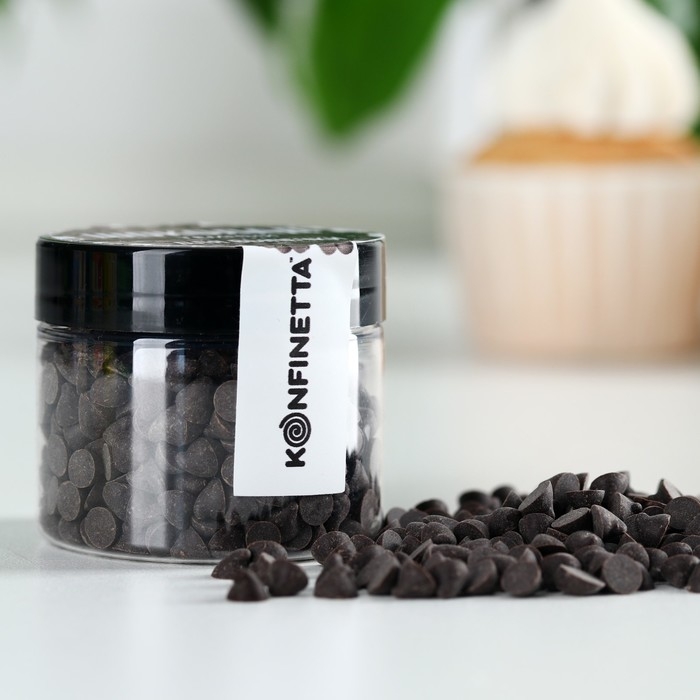 Шоколадные капли тёмные для капкейков, рулетов, печенья, 40 г.