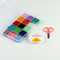 Набор для создания украшений, 15 цветов, размер 1 штуки: 3 мм., леска, ножницы Набор для создания украшений, 15 цветов, размер 1 штуки: 3 мм., леска, ножницы