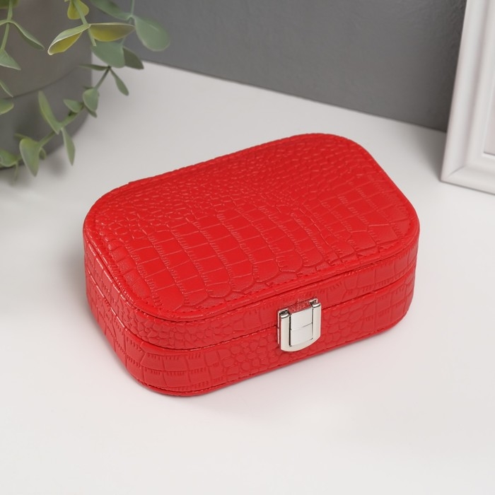 Шкатулка кожзам для украшений Шкатулка кожзам для украшений "Кожа крокодила" красная 15х10,5х5 см