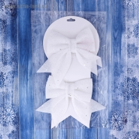 Украшение ёлочное "Бант со звёздочками" (набор 2 шт) 12х12 см, белый