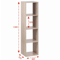 Стеллаж №4 DICE CUBE 4 секции, 360х320х1395, Дуб сонома