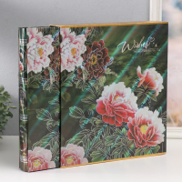 Фотоальбом на 480 фото 10х15 + 10 фото 15х21 в коробке "Цветы"  35х31х6 см