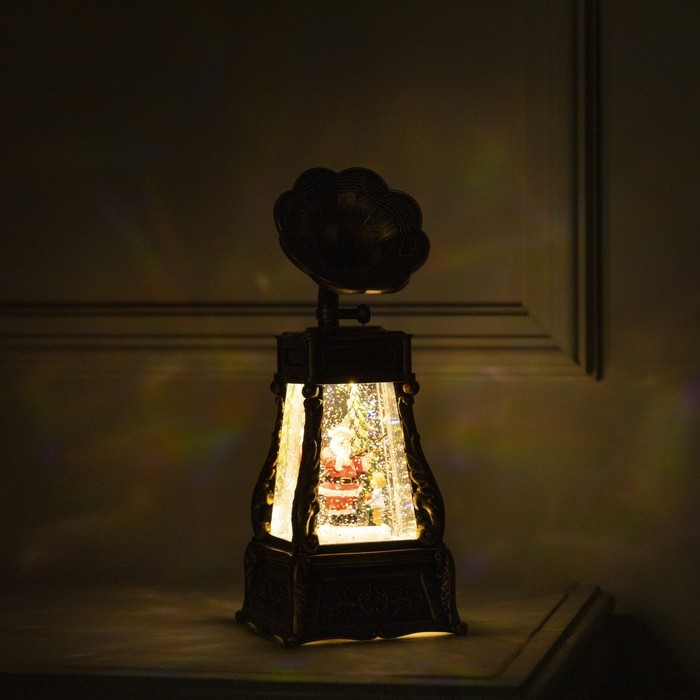 Светодиодная фигура &laquo;Граммофон с Дедом Морозом&raquo; 11 &times; 28 &times; 11 см, пластик, батарейки ААх3 (не в комплекте), USB, свечение тёплое белое