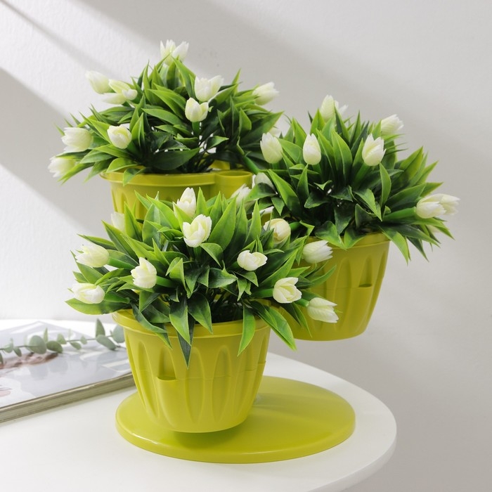 Кашпо многоярусное &laquo;Каскад&raquo;, 3 шт, 700 мл, зелёное