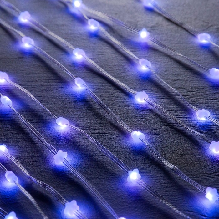 Умная гирлянда &laquo;Нить&raquo; 5 м роса с насадками &laquo;Звёздочки&raquo;, IP20, серебристая нить, 50 LED, пульт ДУ, приложение, свечение RGB, USB