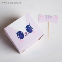 Коробка для цветов с топпером &laquo;Котик&raquo;, 11 х 12 х 10 см