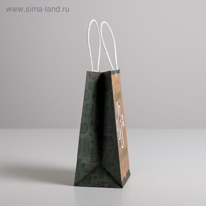 Пакет подарочный крафт, упаковка, &laquo;Лучшему мужчине&raquo;, 12 х 21 х 9 см