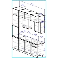 Кухонный гарнитур в потолок 2400 Виктория, Графит