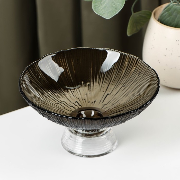 Ваза стеклянная для фруктов &laquo;Фейерверк&raquo;, 350 мл, 15&times;7,5 см, цвет серый