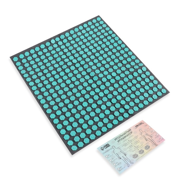 Ипликатор-коврик, основа спанбонд, 360 модулей, 56 &times; 62 см, цвет тёмно-серый/бирюзовый