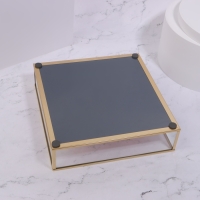 Органайзер для хранения &laquo;PINK RIPPLES&raquo;, стеклянный, 1 секция, 20 &times; 20 &times; 5 см, цвет прозрачный/медный/розовый