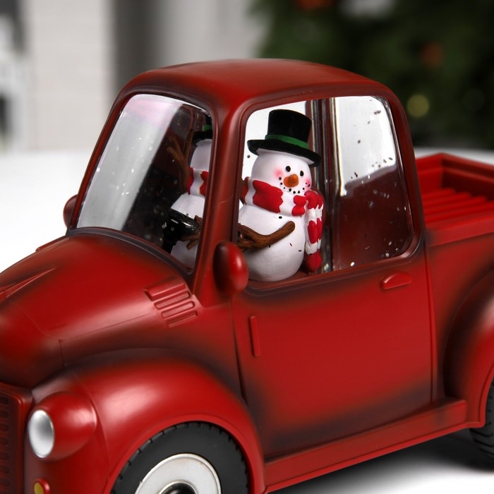 Светодиодная фигура &laquo;Машина снеговика&raquo; 22 &times; 11 &times; 9 см, пластик, батарейки ААх3 (не в комплекте), USB, свечение тёплое белое