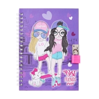 Записная книжка подарочная, 45 листов, линия, на замке, на гребне, Подружки (17,8х13см) Записная книжка подарочная, 45 листов, линия, на замке, на гребне, Подружки (17,8х13см)