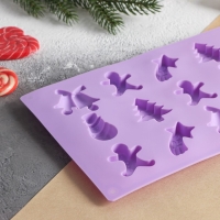 Форма для конфет и шоколада новогодняя Доляна «Ёлочки - иголочки», силикон, 30×17,3×1,3 см, 15 ячеек, цвет сиреневый Форма для конфет и шоколада новогодняя Доляна «Ёлочки - иголочки», силикон, 30×17,3×1,3 см, 15 ячеек, цвет сиреневый