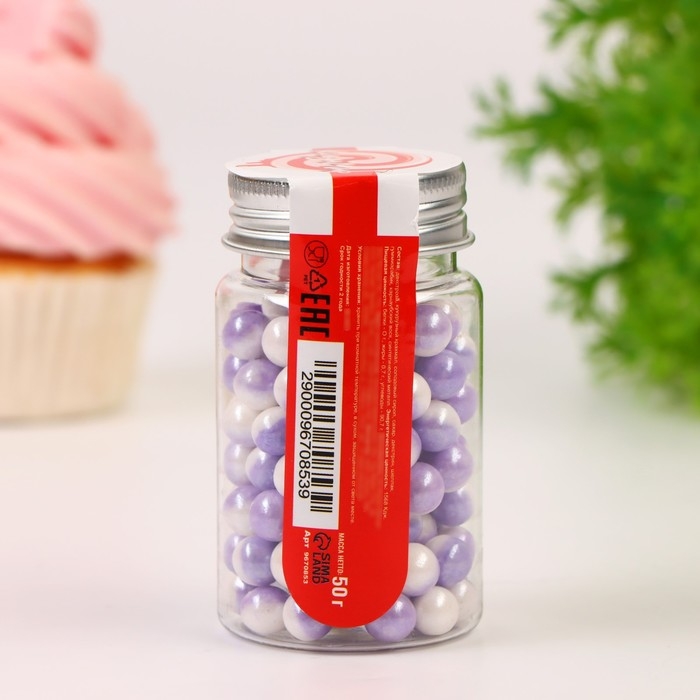 Кондитерская посыпка «Дуохром», белый, фиолетовый, 50 г Кондитерская посыпка «Дуохром», белый, фиолетовый, 50 г