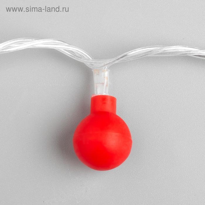 Гирлянда &laquo;Нить&raquo; 5 м с насадками &laquo;Шарики красные&raquo;, IP20, прозрачная нить, 30 LED, свечение красное, 8 режимов, 220 В
