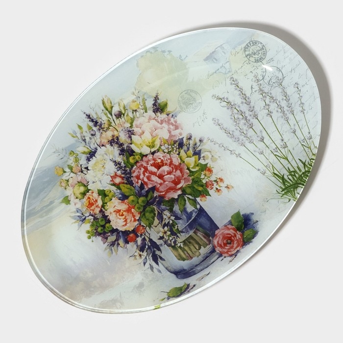 Блюдо сервировочное стеклянное овальное Доляна &laquo;Весенний роман&raquo;, 29,5&times;20,3&times;2,1 см