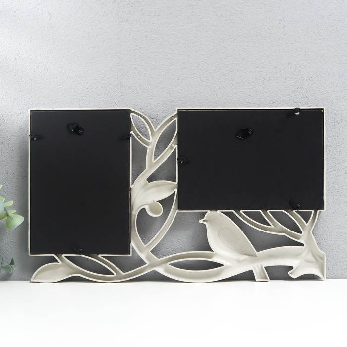 Фоторамка пластик на 2 фото 10х15 см Фоторамка пластик на 2 фото 10х15 см "Птица счастья" песочная 21х35 см