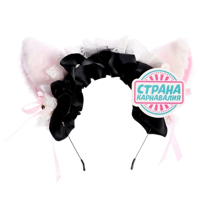 Карнавальный ободок «Аниме ушки» с чёрной повязкой Карнавальный ободок «Аниме ушки» с чёрной повязкой