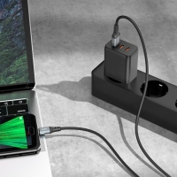 Кабель Hoco X92, MicroUSB - USB, 2.4 А, 3 м, оплётка силикон, чёрный Кабель Hoco X92, MicroUSB - USB, 2.4 А, 3 м, оплётка силикон, чёрный