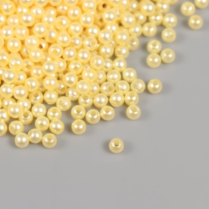 Набор бусин "Жемчуг" d 4 мм, 250 гр, светло-желтый