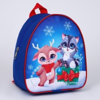 Новогодний детский рюкзак &laquo;Оленёнок и енотик&raquo;, 23х20,5 см