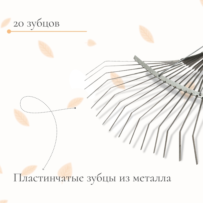 Грабли веерные пластинчатые, 20 зубцов, оцинкованные, тулейка 25 мм, без черенка Грабли веерные пластинчатые, 20 зубцов, оцинкованные, тулейка 25 мм, без черенка