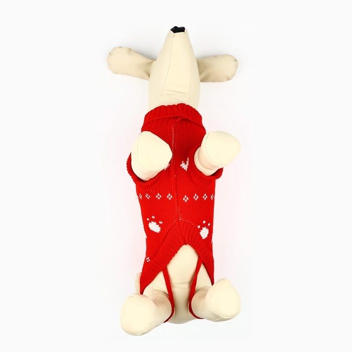 Одежда для собак. Свитер вязаный с орнаментом &laquo;Новогодний&raquo;, красный, размер S
