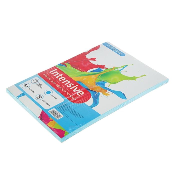 Бумага цветная А4, 100 листов Calligrata Интенсив, голубая, 80 г/м&sup2;
