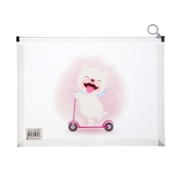 Папка-конверт на молнии формат А4, 180мкр, прозрачная с рисунком "Зверушки", МИКС Папка-конверт на молнии формат А4, 180мкр, прозрачная с рисунком "Зверушки", МИКС