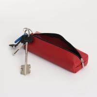 Ключница на молнии, длина 16 см, кольцо, карабин, цвет красный