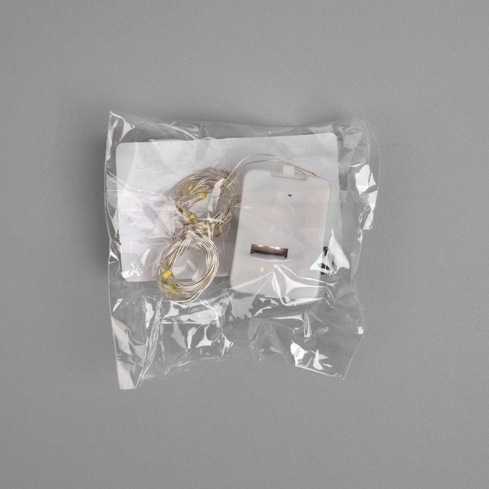 Гирлянда &laquo;Нить&raquo; 1 м роса, IP20, серебристая нить, 10 LED, 3 режима, батарейка AG13х3 (в комплекте), свечение тёплое белое