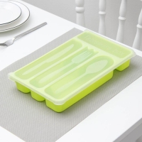 Лоток для столовых приборов с крышкой Доляна, 30×18×4,5 см, цвет МИКС Лоток для столовых приборов с крышкой Доляна, 30×18×4,5 см, цвет МИКС