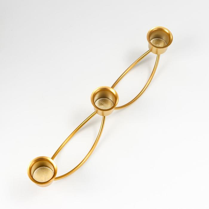 Подсвечник металл на 3 свечи "Качели" золото 8х4х26 см