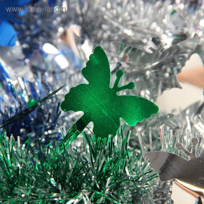 Мишура "Вираж" бабочки, d-5 см, 200 см, микс