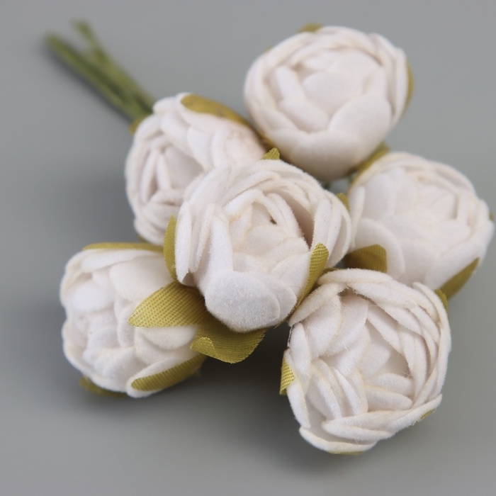 Декор для творчества Декор для творчества "Пионы" белый (1 набор=1 букет) в букете 6 шт 2,5х10,5 см