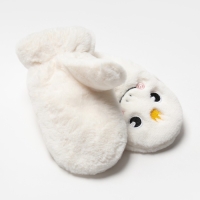 Варежки подростковые на иск.меху MINAKU Корона 19 см молочный