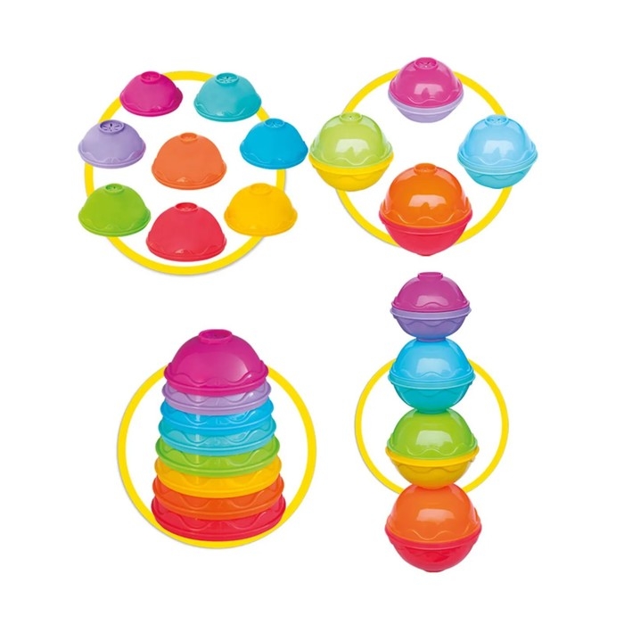 Логическая пирамидка 4 в 1, тарелочки, шарики