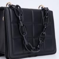 Сумка женская мессенджер из искусственной кожи с цепью, 14&times;20 см, цвет чёрный