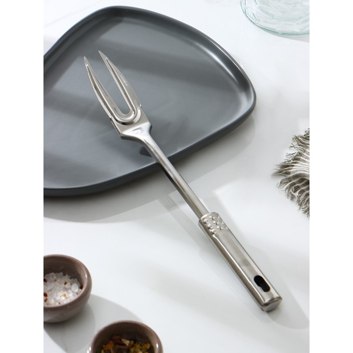 Вилка для мяса из нержавеющей стали Доляна &laquo;Стандарт&raquo;, h=33 cм, цвет серебряный