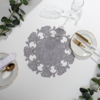 Салфетка новогодняя декоративная Доляна «Колокольчики», цвет серый, d 30 см, фетр Салфетка новогодняя декоративная Доляна «Колокольчики», цвет серый, d 30 см, фетр