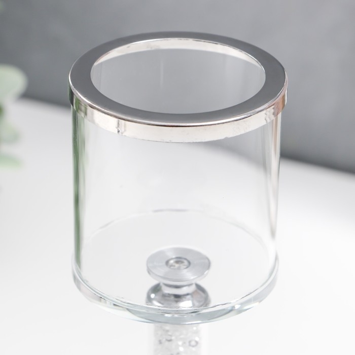 Подсвечник стекло на1 свечу "Чаша с кантом" на ножке со стразами d=4,5 см 7х7х18 см