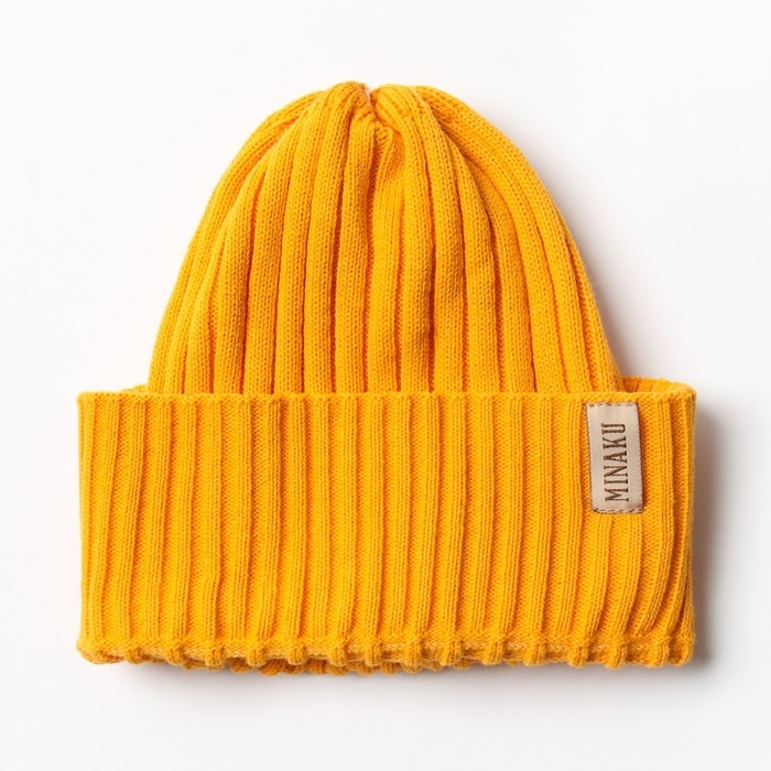Шапка женская MINAKU Шапка женская MINAKU "Бини" цвет горчица, размер 54-56