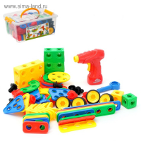 Конструктор винтовой &laquo;Пазл&raquo;, с электрическим шуруповертом, 91 деталь