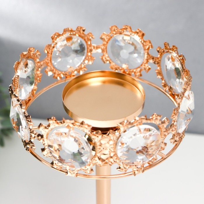 Подсвечник металл на 1 свечу Подсвечник металл на 1 свечу "Кристаллы - Тиара" золото 25х12х12 см