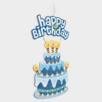 Декоративное украшение (подвеска) "Happy Birthday" 42х26 см, цв. голубой Декоративное украшение (подвеска) "Happy Birthday" 42х26 см, цв. голубой