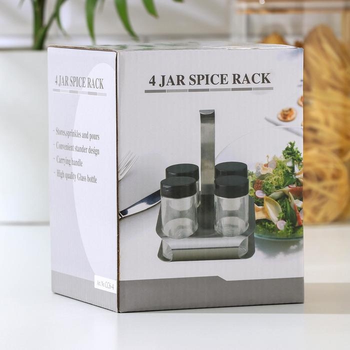 Набор для специй на подставке &laquo;Минимум&raquo;, 4,5&times;9,5 см, 4 шт